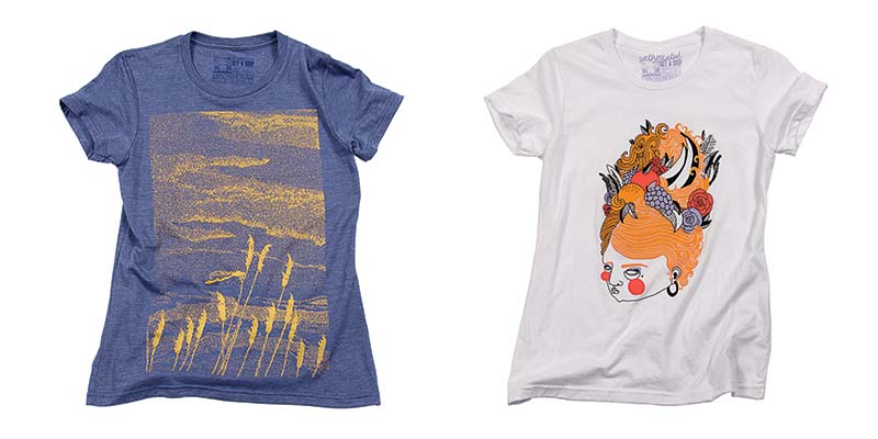 Limited edition hand screenprinted t-shirts. Screenprinted using 100% waterbased ink on 50% organic cotton 50% recycled polyster t-shirt